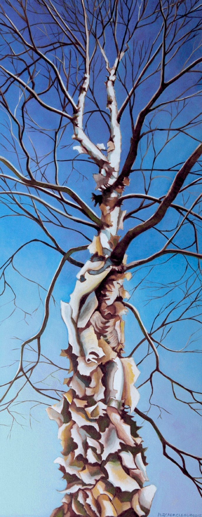 birch tree oil painting